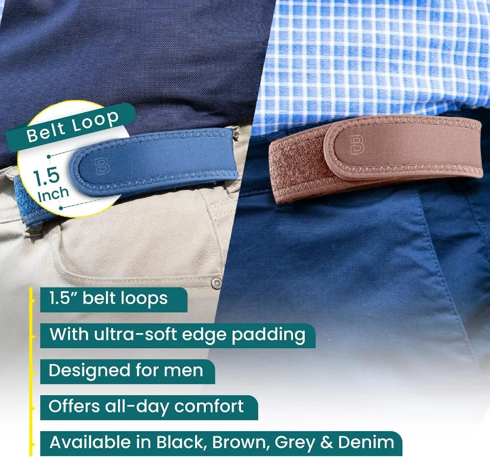Next Generation BeltPro Buckle-Free Elastic Belt with Ultra-Soft Edge Padding - Fits 1.5 IN Belt Loops