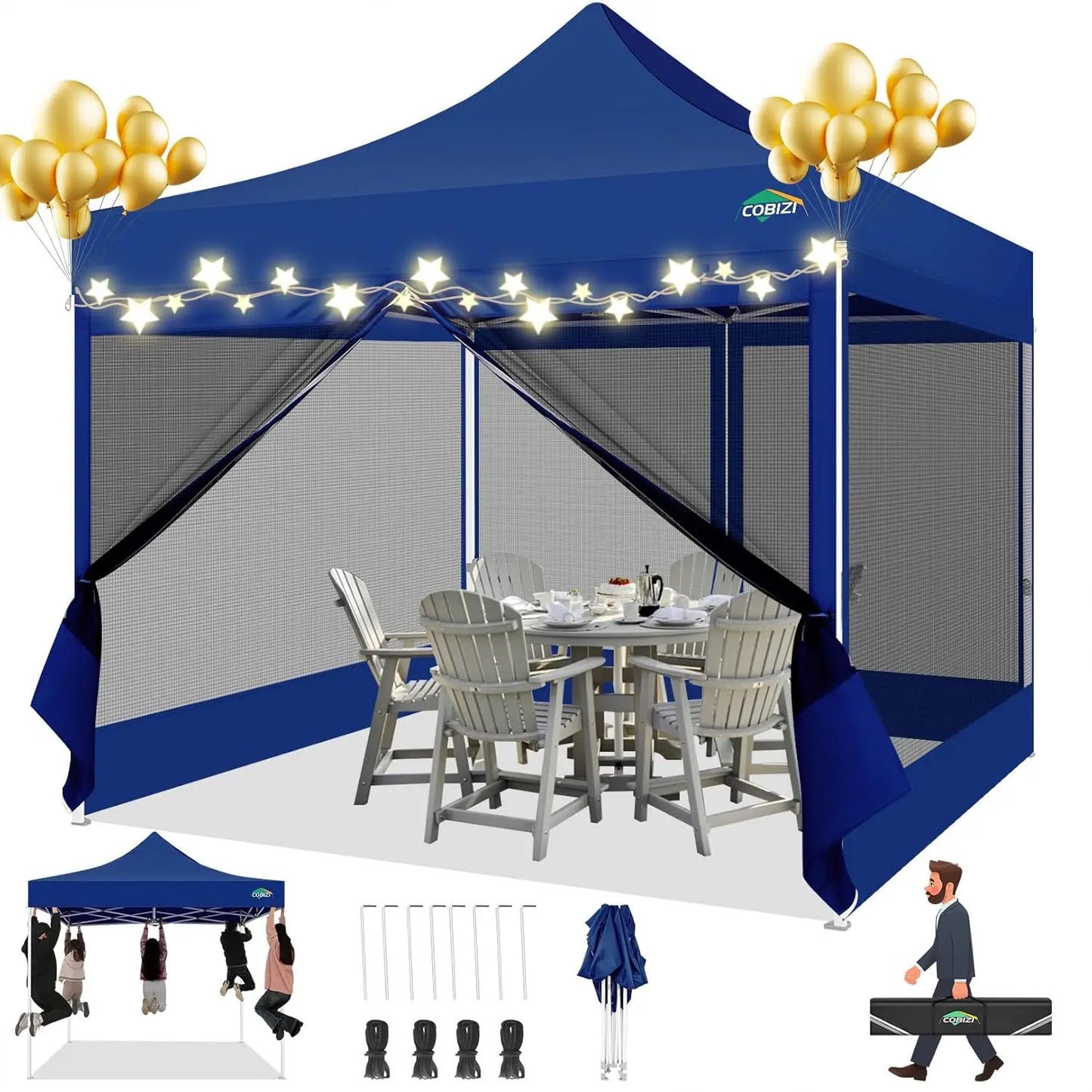 10x10 Heavy Duty Pop Up Canopy Tent with 4 Sidewalls Mosquito Netting Screen for Outdoor Camping Party Wedding Khaki,Custom