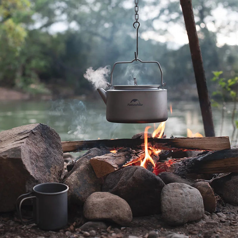Naturehike Titanium Water Kettle 0.8L Black Ultralight Cooking Kettle Camping Outdoor Boiling Water Coffee Tea