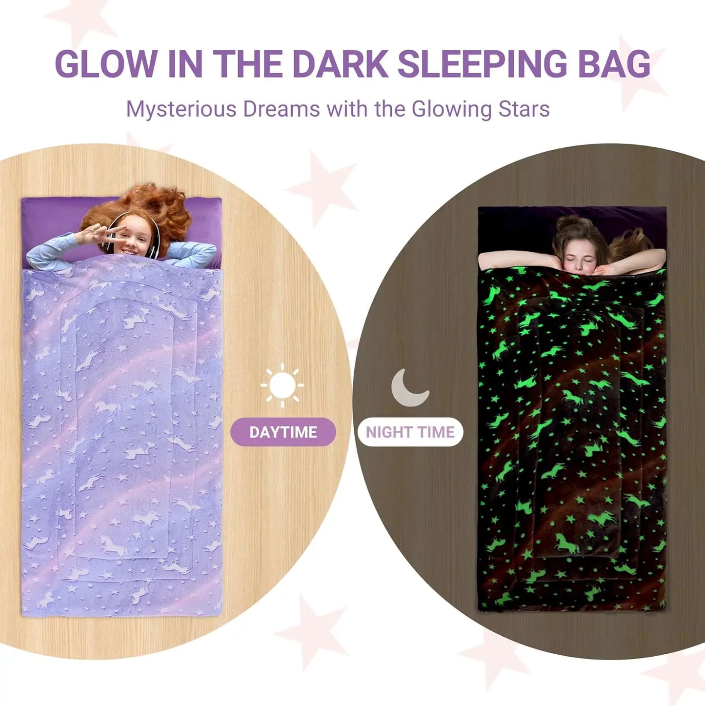 Glow in the Dark Kids Sleeping Bag for Ages 10-12, Soft Nap Mat with Pillow and Blanket for Daycare, School, Travel & Camping, Sleep Bag for Boys and Girls, Truck Theme