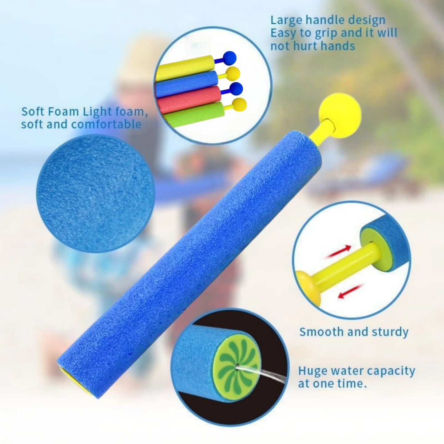 Foam water gun, suitable for children and adults, with a range of 33 feet, multi-color swimming pool, beach courtyard toy