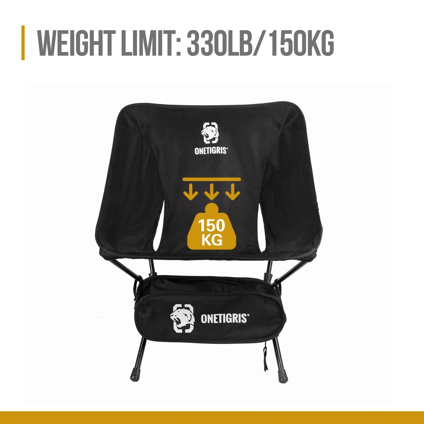 OneTigris Ultralight Camping Chairs 150KG Capacity Portable Beach Folding Chairs for Outdoor Fishing Travel Trekking BBQ Parties Gardening Indoor Use