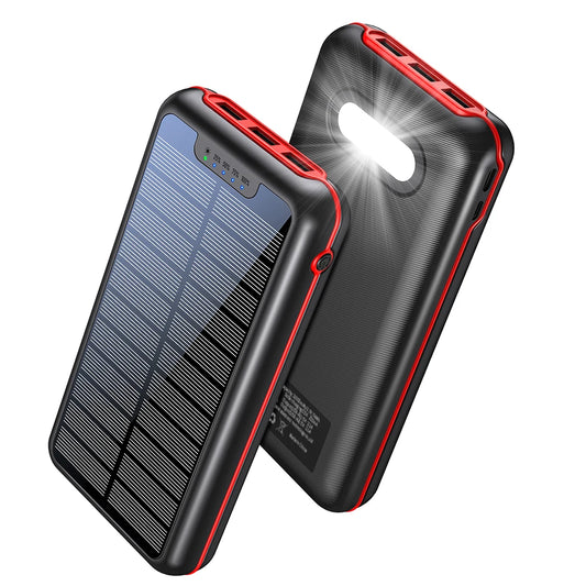 30000mAh Solar Power Bank,3 USB ports,Portable Solar Charger External Battery Bank,LED Flashlight, Camping,Travel & Emergency Use