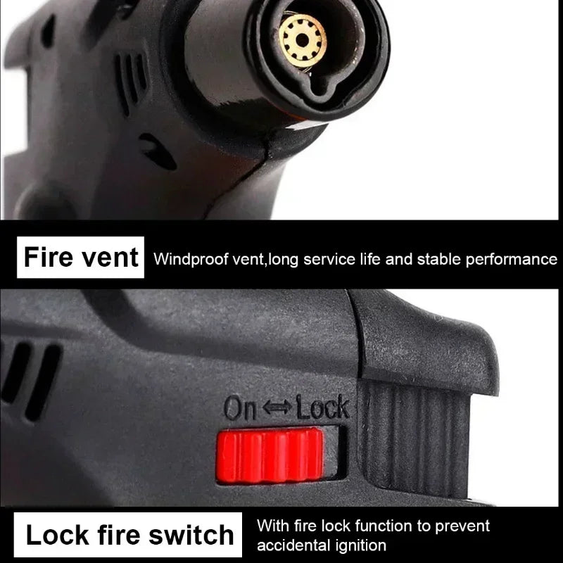 Outdoor Portable High Temperature Welding Gun Butane Gas Torch Lighter Transparent Gas Window BBQ Kitchen Turbo Cigar Lighters