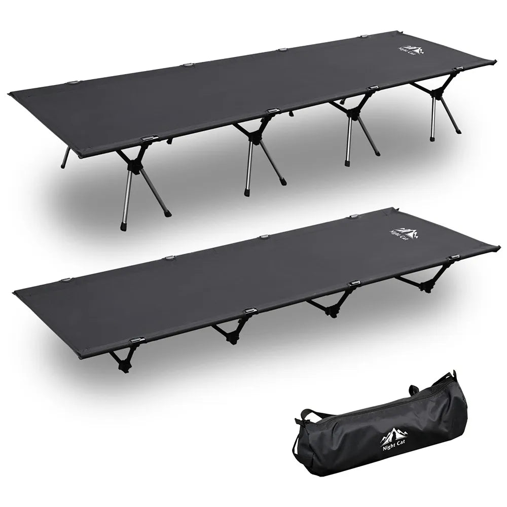 Night Cat Camping Cot Bed - Portable Folding Sleeping Cots for Adults 1-Person Outdoor Elevated Off-Ground Beds Easy Set-up Army Sleeping Bed
