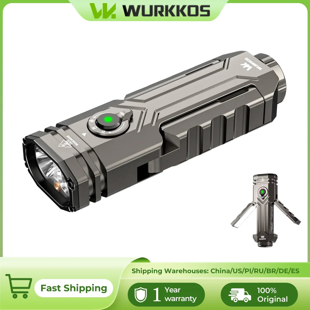 Wurkkos HD02 LED Torch 3200 Lumen Folding Rechargeable Magnetic Flashlight for Camping Emergency Use and Car Repair