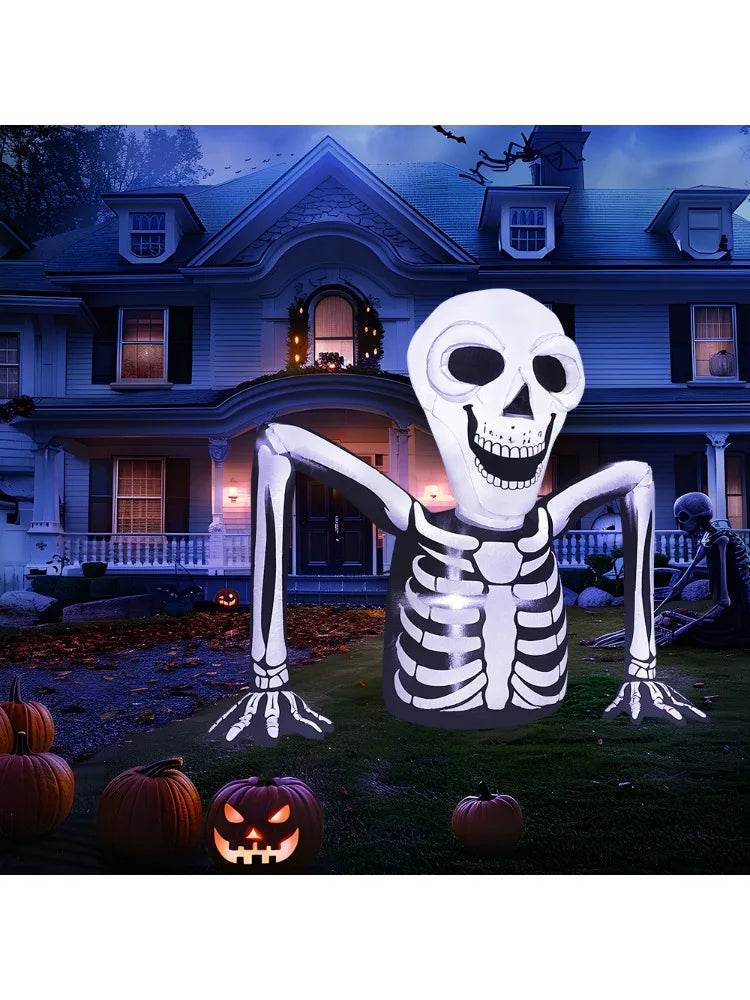 5.5 FT Long Skeleton Halloween Inflatables Outdoor Decorations Halloween Decor Blow Up Yard Decorations with LEDs Inflatable Skeleton Ground Breaker for Outside Lawn Garden Decor