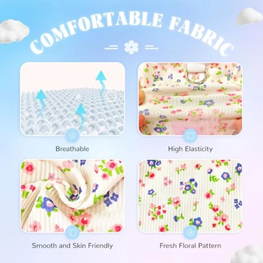 Floral Dog and Cat Dress with Tutu Skirt - Breathable Stretch Pet Clothes for Dogs Girl Cats and Puppies Birthday Party Outfit