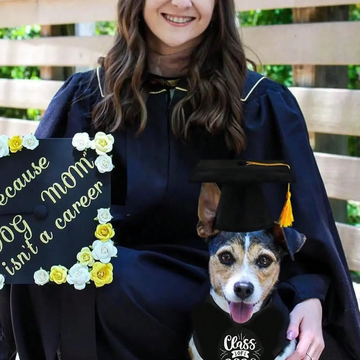 Pet Graduation Hat Set with Fringe and Cute Pet, Adjustable Dog Cat Graduation Cap, Pet Graduation Costume Accessory, Party Supplies