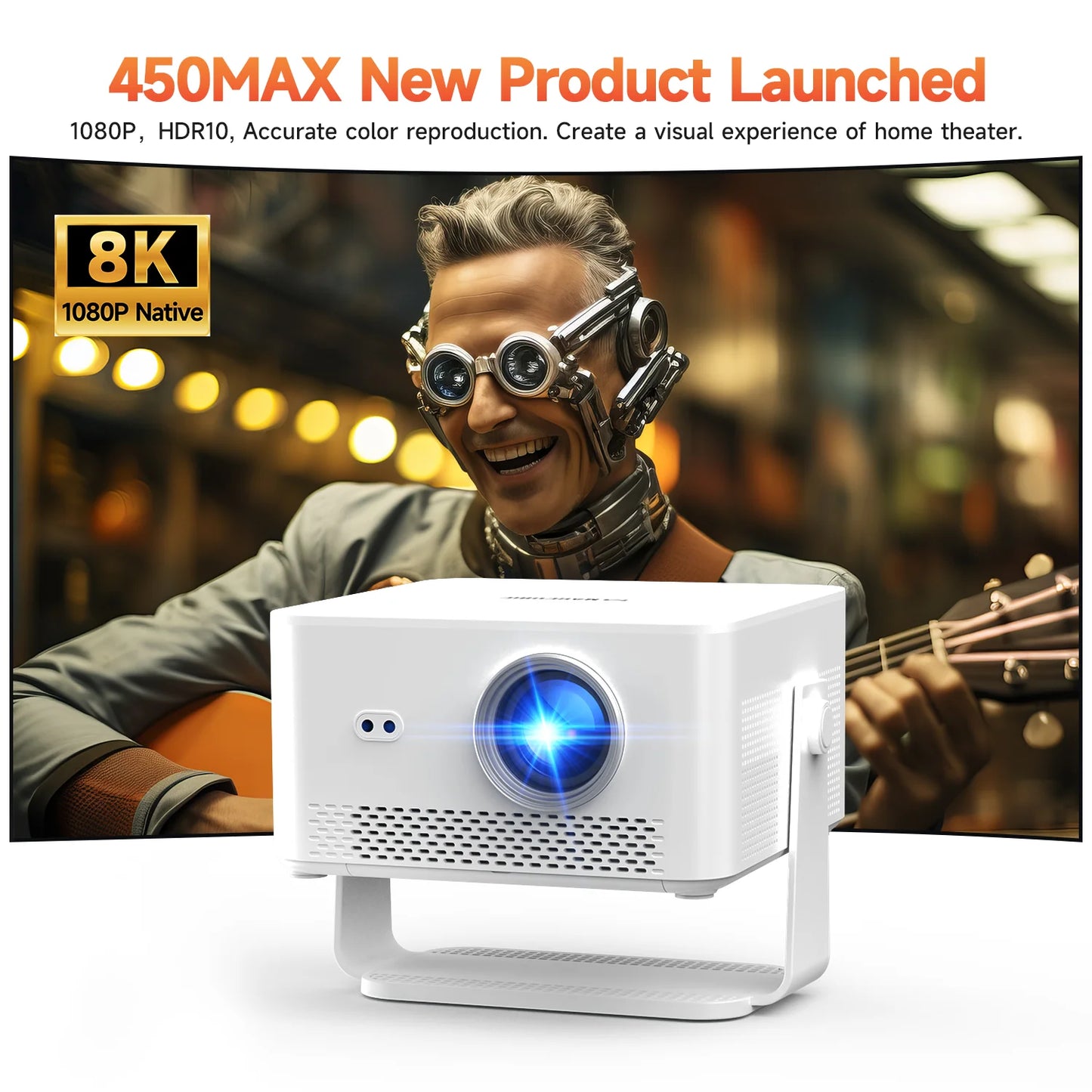 Magcubic Portable Outdoor Projector HY450MAX 1100ANSI 1080P Projector Auto Focus 8K Support Android 14 WiFi6 for Video Theater