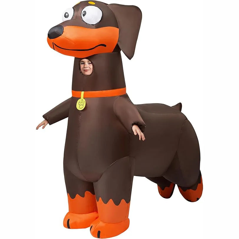 Festival Party Dachshund Inflatable Costume Adult Funny Dress Up Cartoon Pet Animal Costume Halloween Party Inflatable Costume