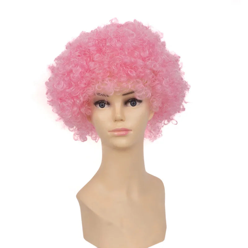 Colorful Rainbow Synthetic Curly Afro Fluffy Wig Cosplay Party Halloween Clown Disco Costume Role Play