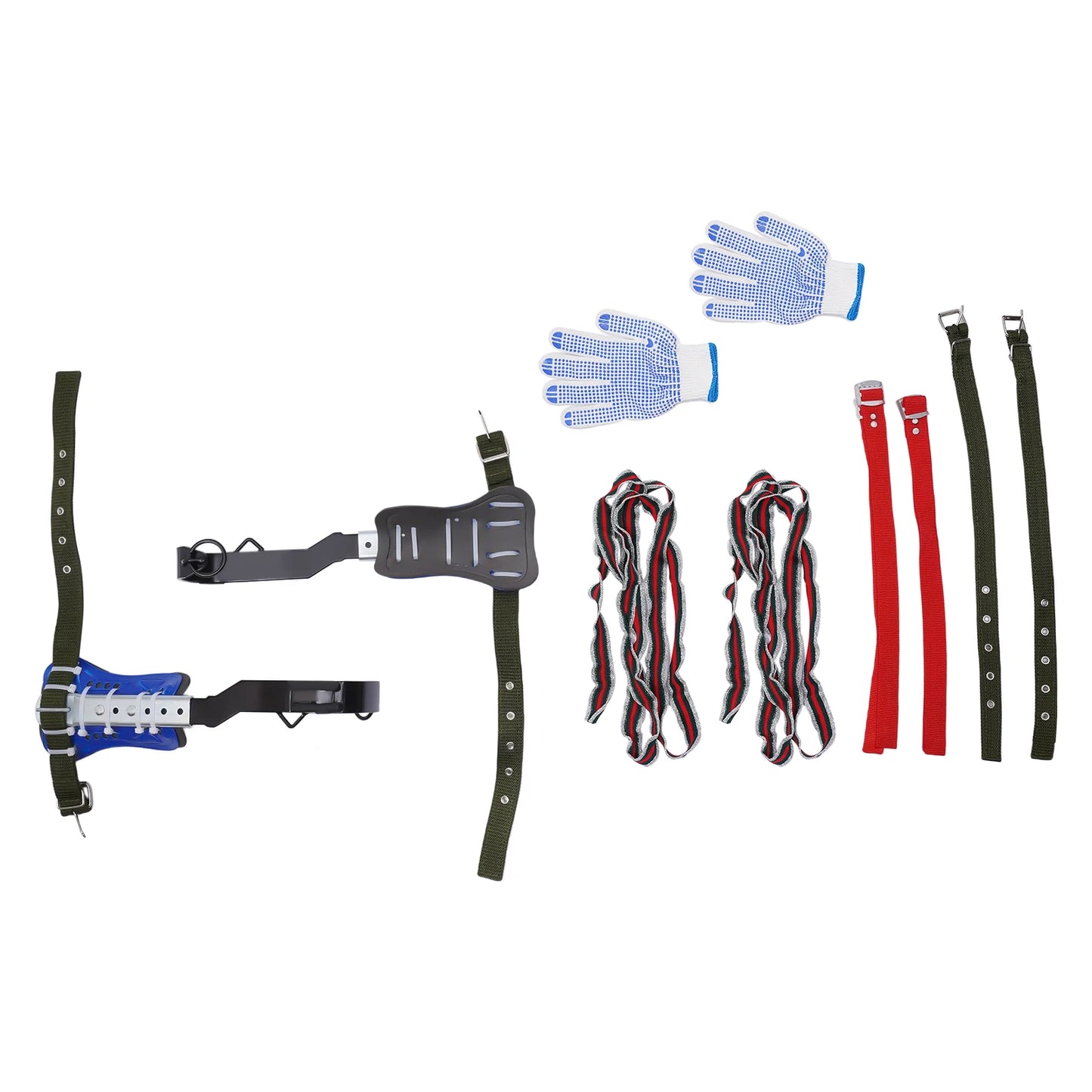 Tree Climbing Spikes Kit w/Safety Harness Gloves Double Teeth Tree Climbing Gear Climber Arborist Aider Tool 150KG Load