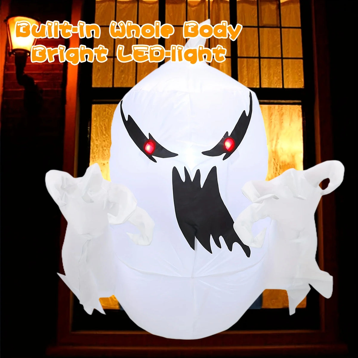 3.3FT Halloween Inflatable Ghost Decorations Outdoor, Built-in LED Glowing Blow Up Yard Ghost, Spooky Breakout Window Airblown Prop for Garden Lawn Party Haunted House USA Warehouse