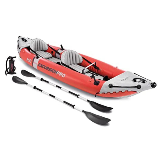 Inflatable Kayak Set: 2-Person 400lb Ccity SuperTough PVC Adjustable Bucket Seat Includes Deluxe 86in