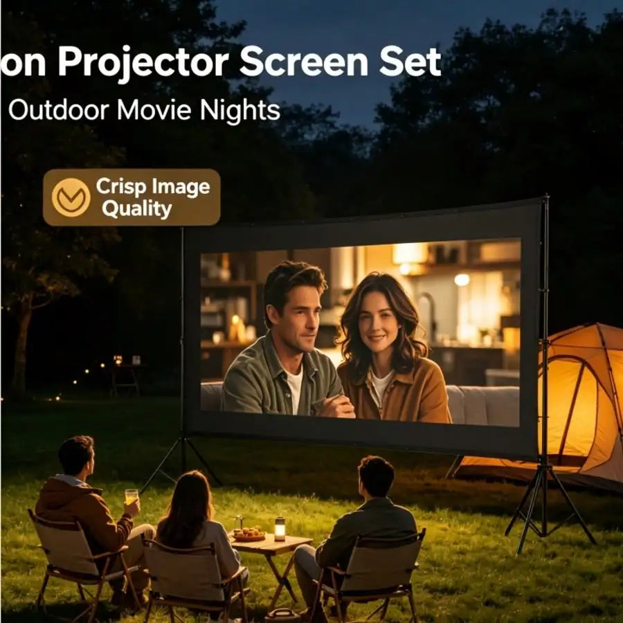 XBJ 100 Inch 4K Ultra HD Projection Screen 16:9 Foldable Portable Projector Screen With Dual Stands & Storage Bag For Indoor Outdoor Home Theater Movie Night Party