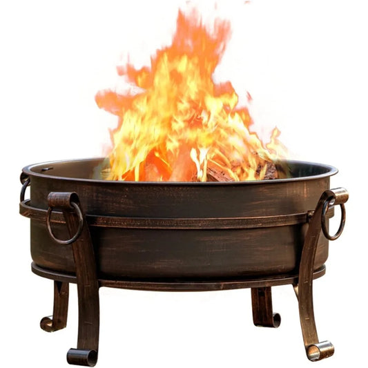 36 Inch Fire Pit with Grill & Lid, Fireplace & Round Table & BBQ 3 in 1 Fire Pit, Heavy Duty Wood Burning Fire Pits