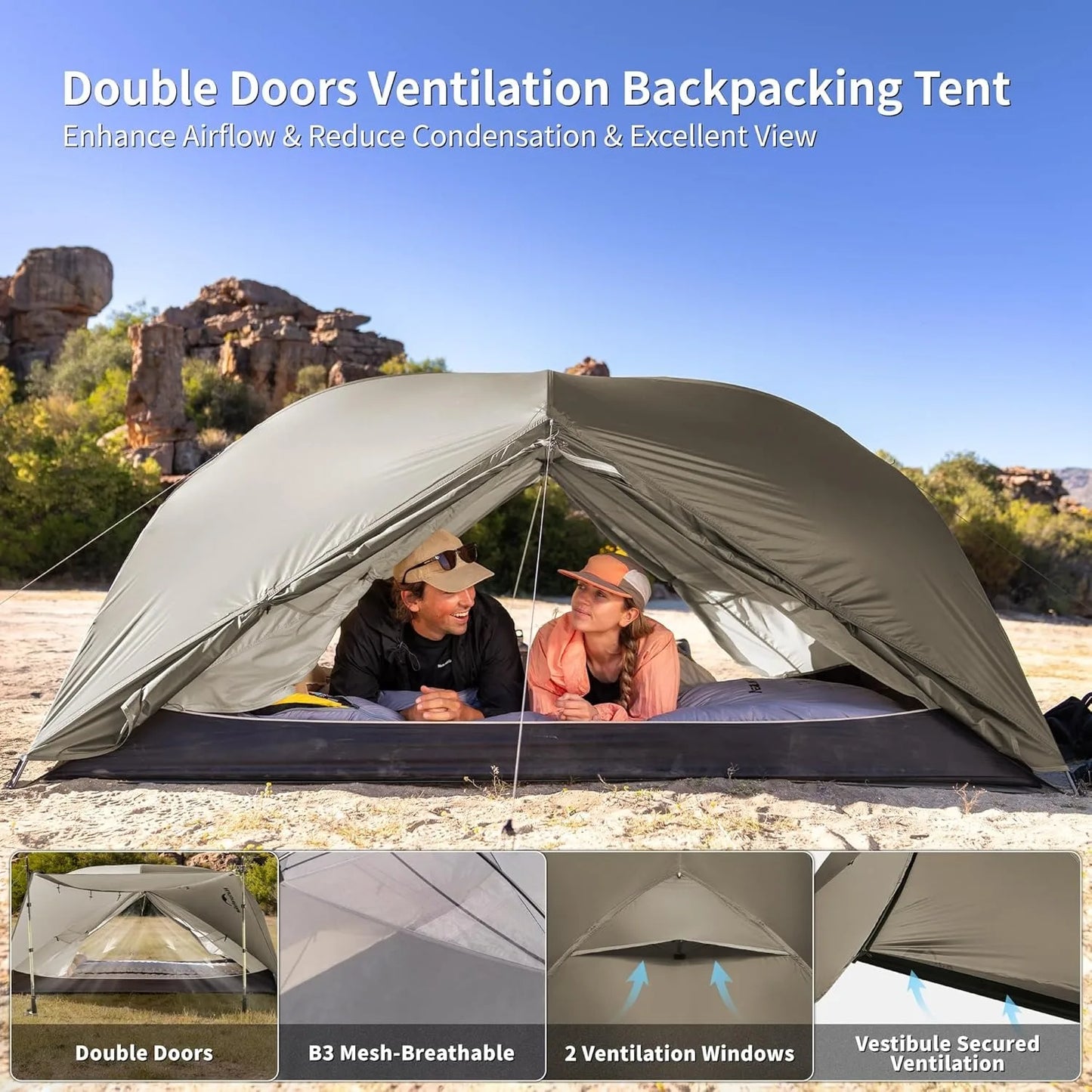 Naturehike Mongar PRO Ultralight 1/2/3 Person Tent Camping Outdoor Waterproof 20D Nylon Backpacking Travel Cycling Tent