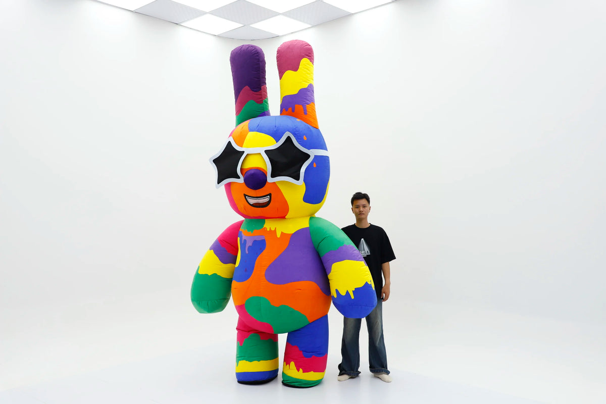 Colorful Rabbit Inflatable Clothing Mascot Parade Adult Character Cosplay Birthday Opening Ceremony Party Event Plush Set