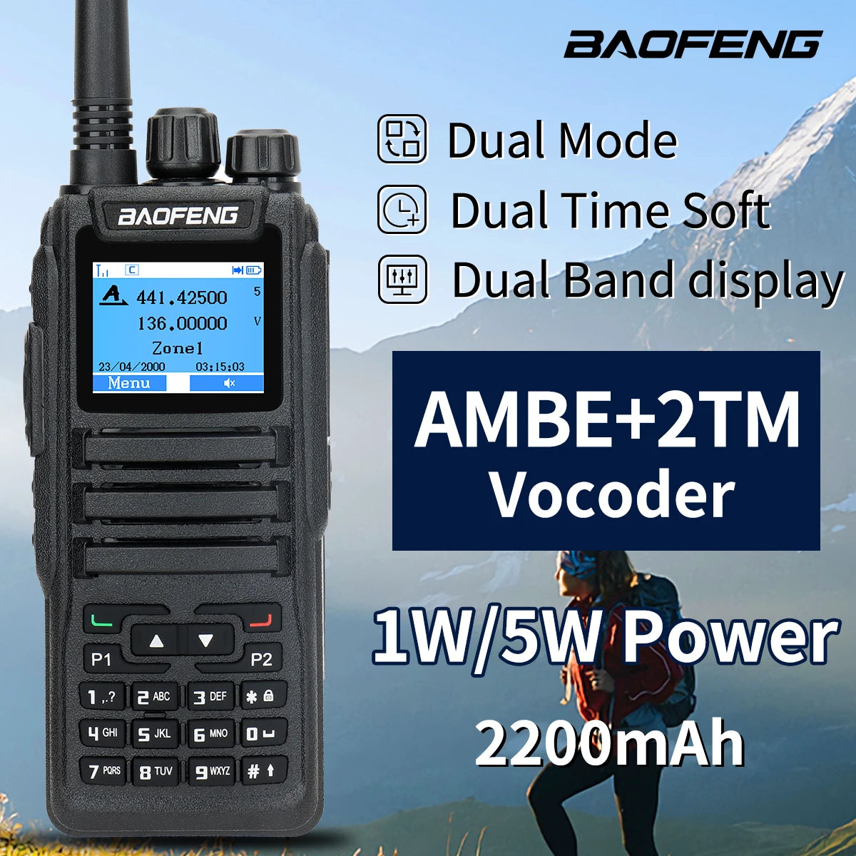 BAOFENG DM-1701 DMR Digital Walkie Talkie Open GD77 Dual Mode Analog Tier 1+2 Dual Time Slot Digital Call VHF UHF Two Way Radio