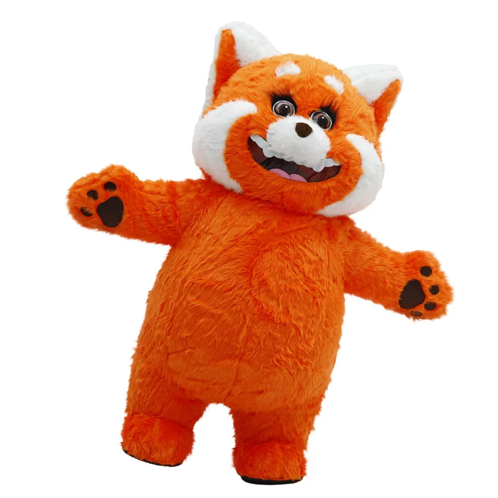 2.2M Orange Raccoon Inflatable Costume Mascot Adult Character Cosplay Animal Birthday Party Set with Battery