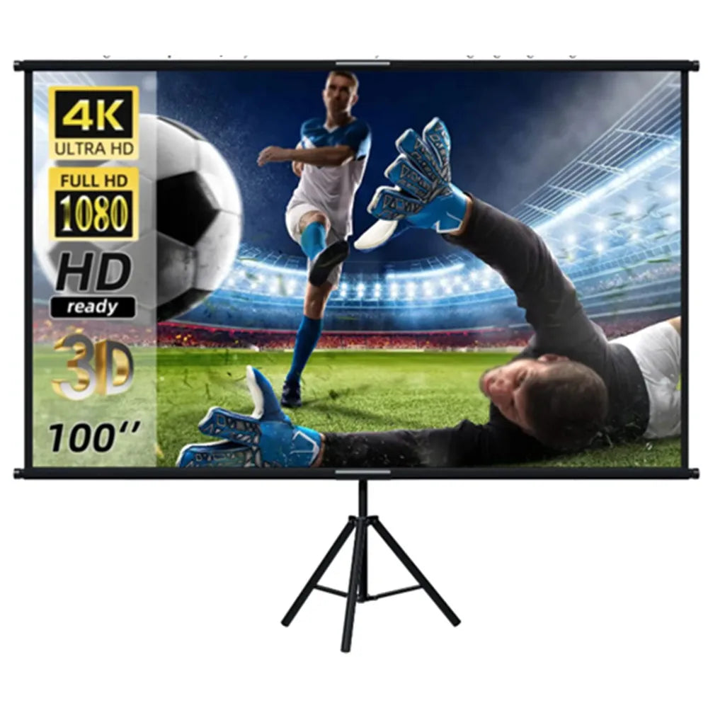 Projector Screen with Single Bracket-4K HD 16:9 Indoor/Outdoor Can Be Used for Theater/Office Backyard Party Theater Screen