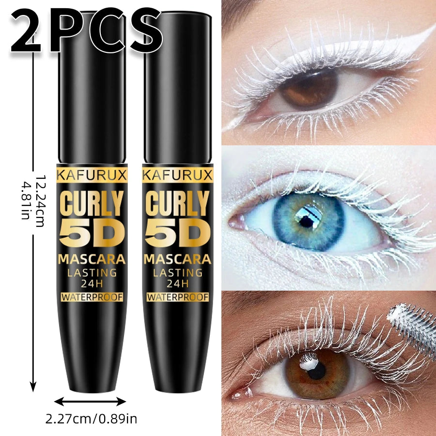 2pcs Colorful Slender Mascara Waterproof Fast Drying Curling Eyelashes Multi Color Lashes Makeup Long Lasting Blue Green Black White Cosmetic for Women Gifts