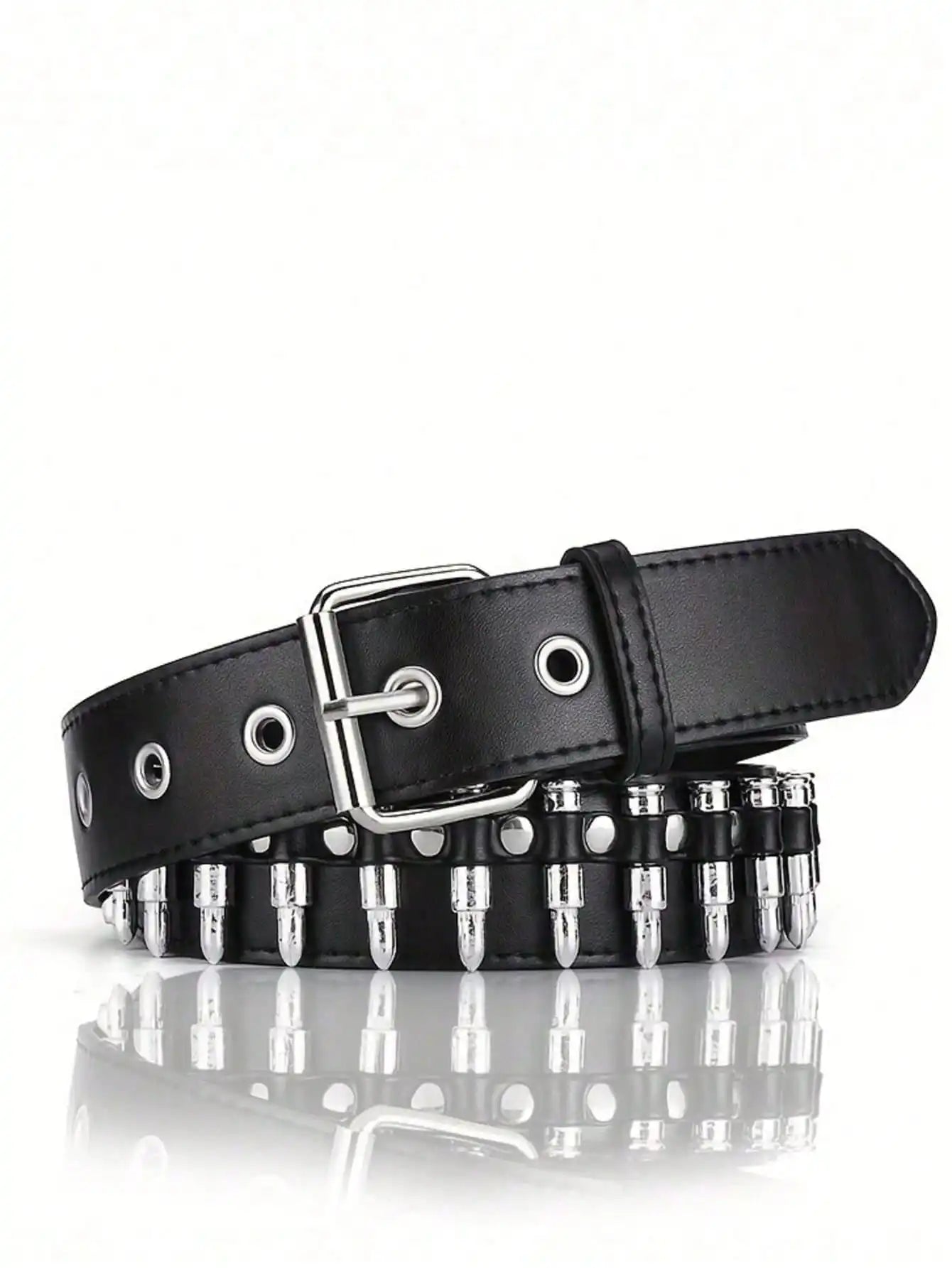 3/2/1 Belt New American Fashion Bullet Inlaid Belt Women's Dress Personalized Punk Decorative Belt Internet Celebrity Style Star Style Gift