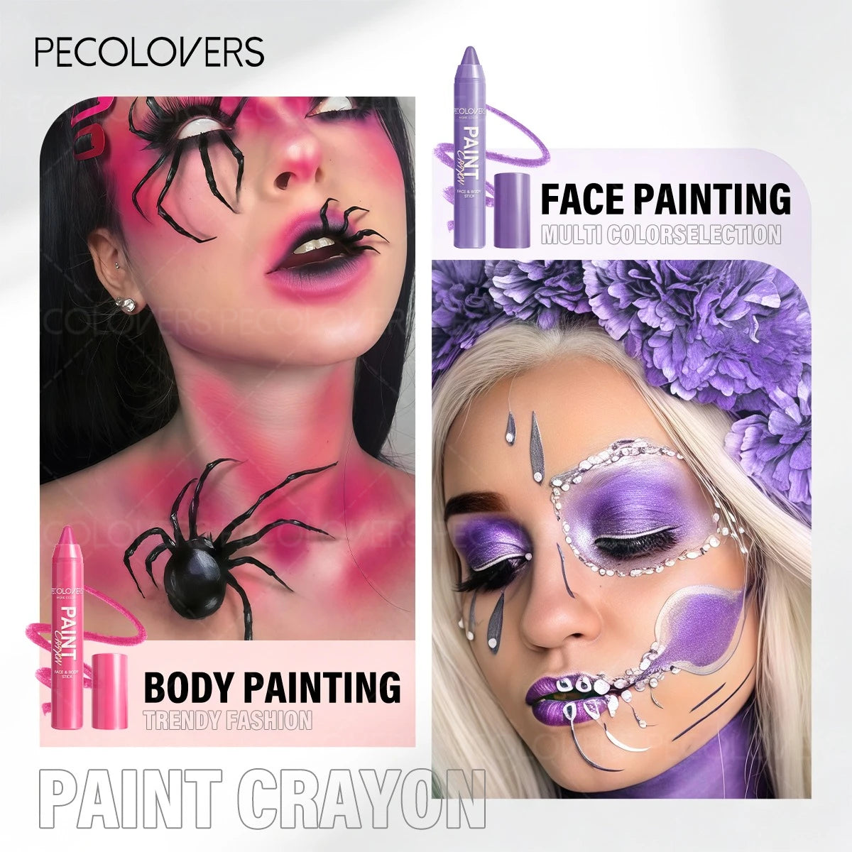 7PCS/SET Halloween Face And Lip Paint Set, 2 Paint Pens, 3 Liquid Lip Colors, 1 Detail Brush, 1 Beauty Tool, Quick-Dry Smudge-Proof Formula, Long-Wear Non-Sticky Finish, Great for Spooky Holiday Looks