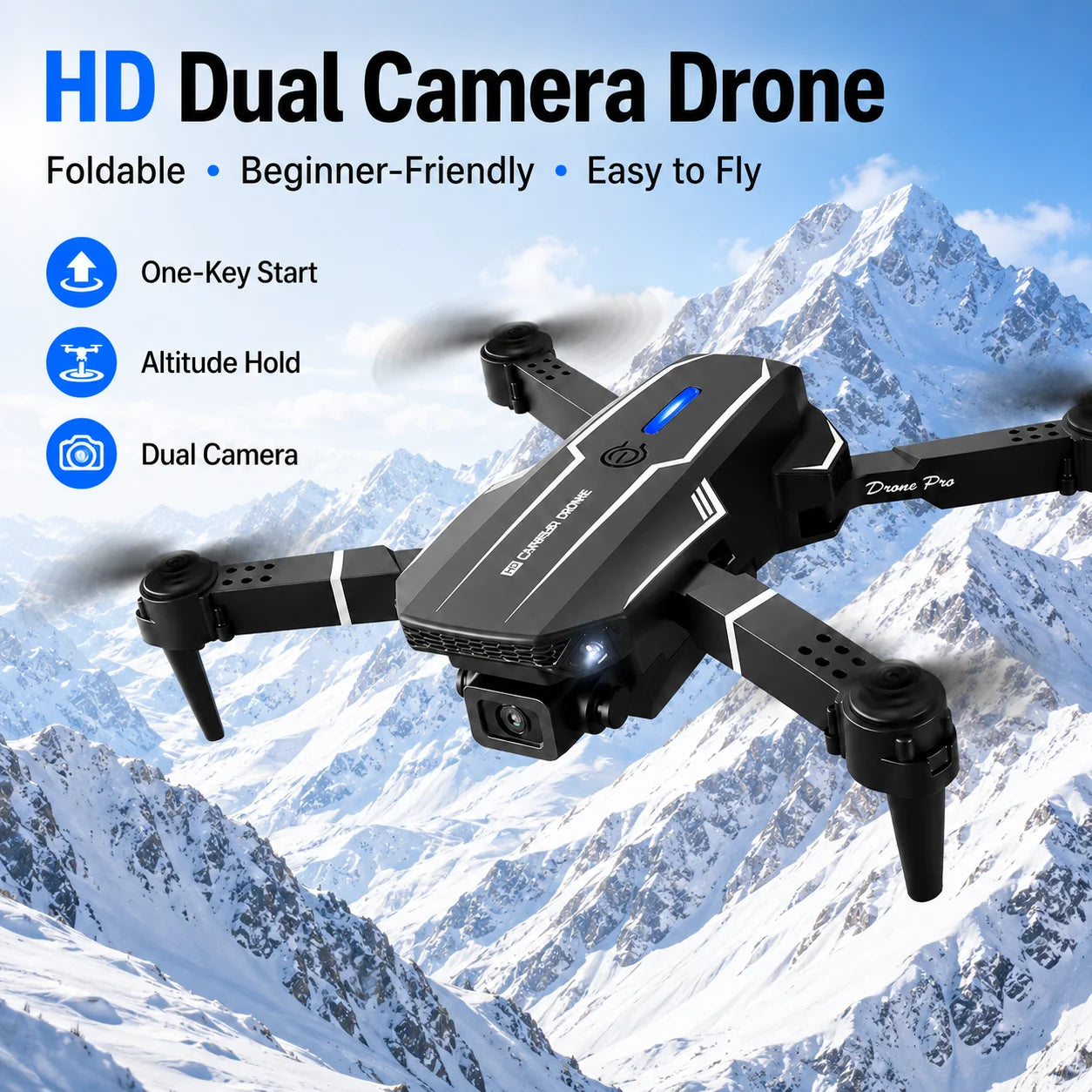 ZNLYRION S101 Foldable RC Drone 4K HD Dual Camera WIFI FPV APP Waypoint Flight Altitude Hold 6-Axis Gyro Quadcopter for Beginners
