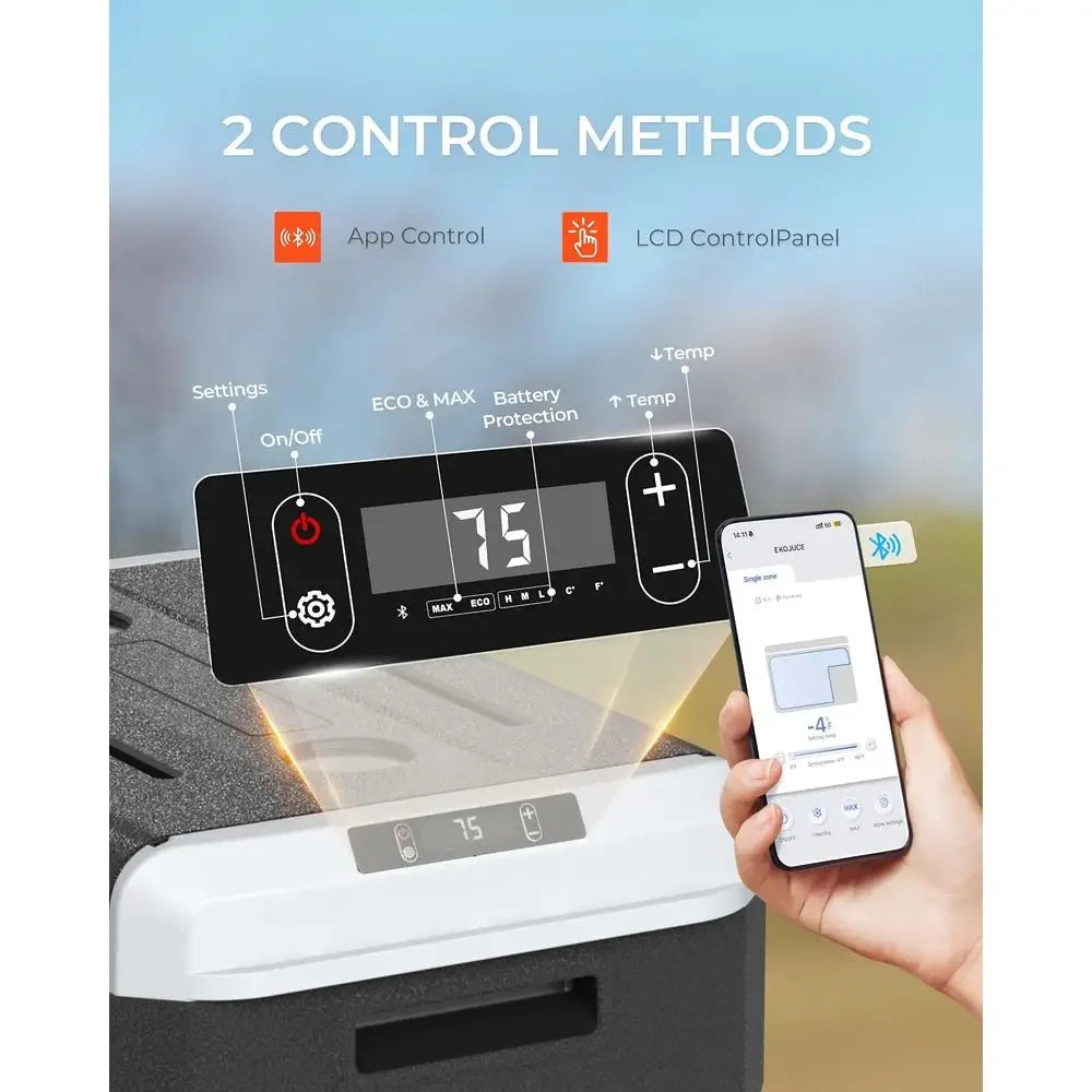 12 Rerigerator, 64 Quart Electric Cooler, Car ridge 12V/24V DC 100~240V AC, Portable reezer -4℉~68℉, APP Control, Portable 12V R