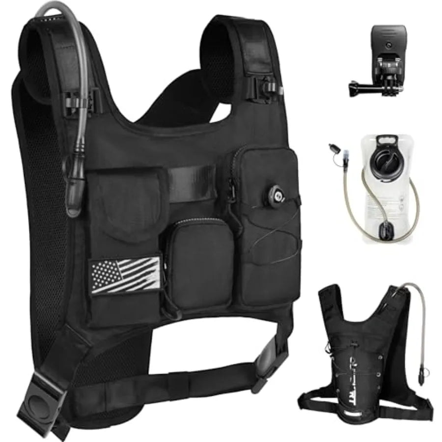 Hydration Backpack Vest Bag Lightweight Adjustable Pack with 2L Water Bladder Chest Bag for Hiking Cycling Hunting Climbing