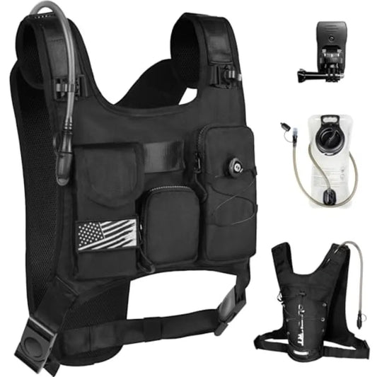 Hydration Backpack Vest Bag Lightweight Adjustable Pack with 2L Water Bladder Chest Bag for Hiking Cycling Hunting Climbing
