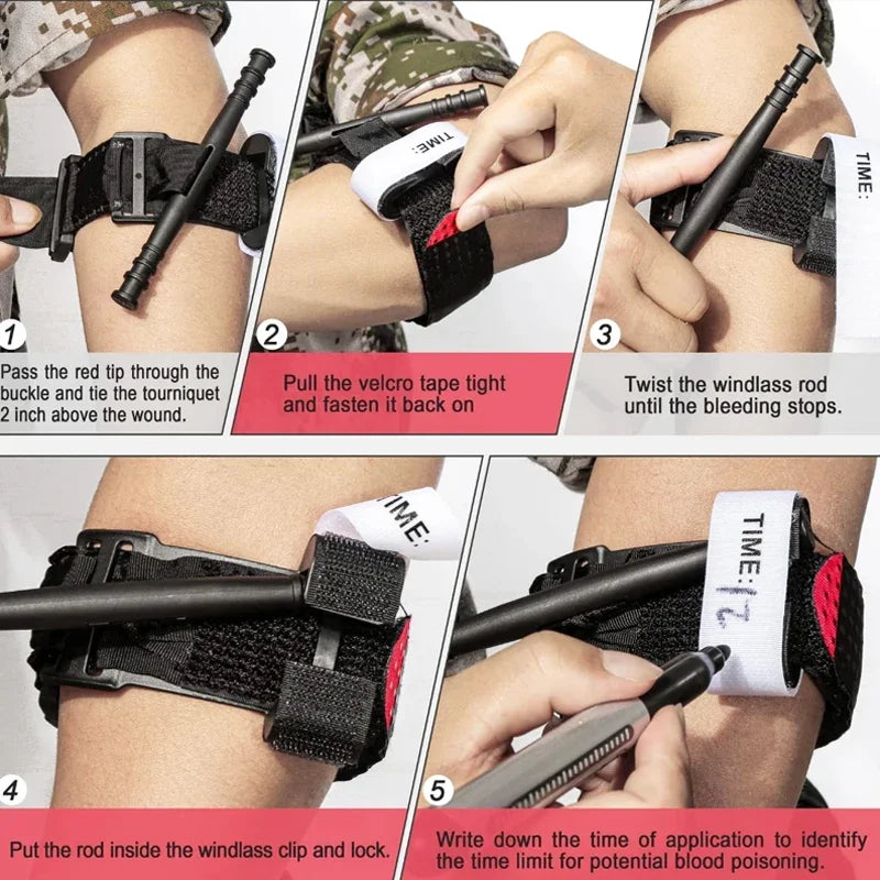 10Pcs/Set Tactical Tourniquet, 95cm Adjustable Buckle Emergency Medical Survival Tourniquet for Outdoor Exploration & First Aid