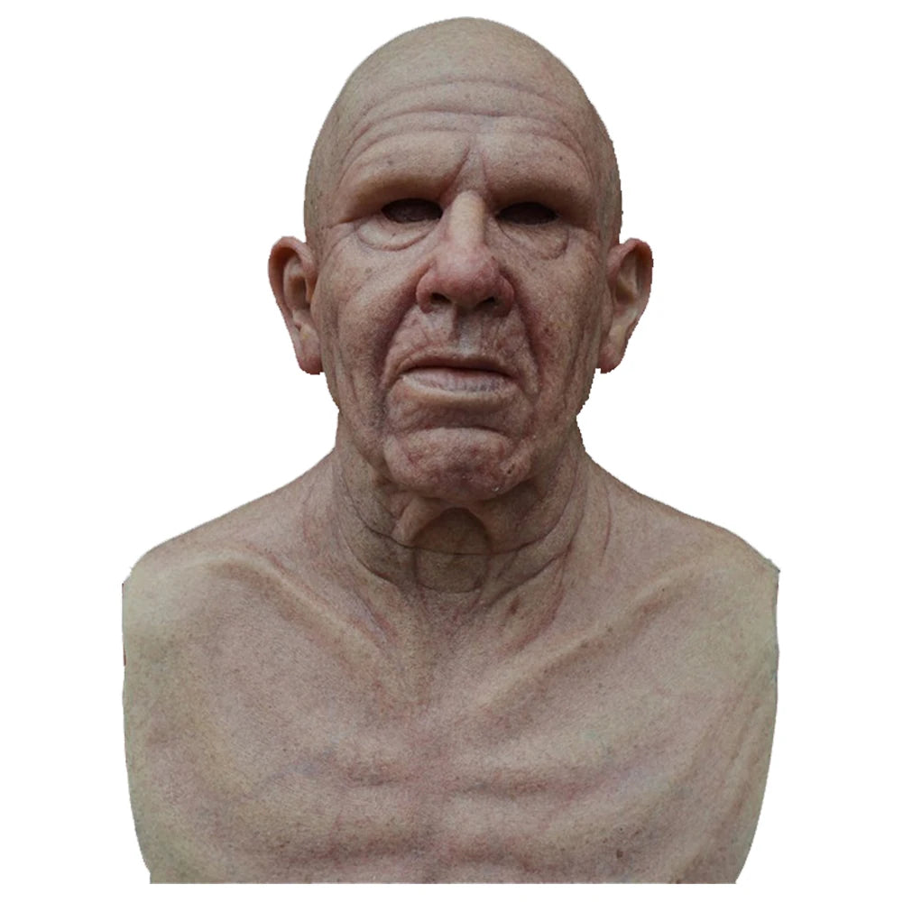 Halloween Human Wrinkle Mask Latex Old Man Horror Wrinkle Face Masks Simulation Thriller Atmosphere for Party Masquerade