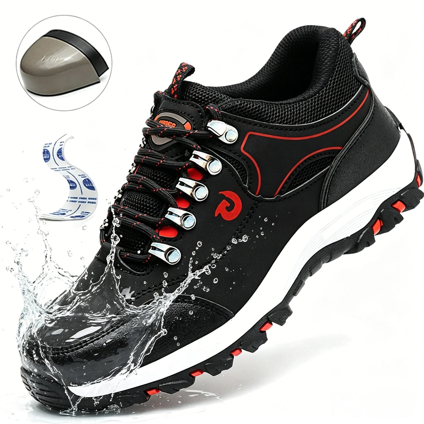 Men Steel Toe Safety Shoes Anti-Puncture Non-Slip Work Boots Wear-Resistant Breathable Hiking Safety Sneakers for Industrial Work