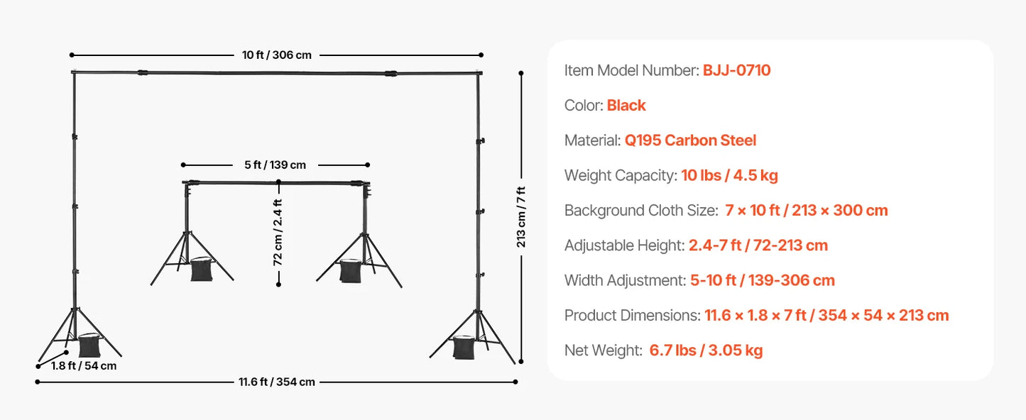 SucceBuy Backdrop Stand Adjustable Photo Backdrop Kit Heavy Duty Projector Screen Stand for Wedding Photo Video Studio Party
