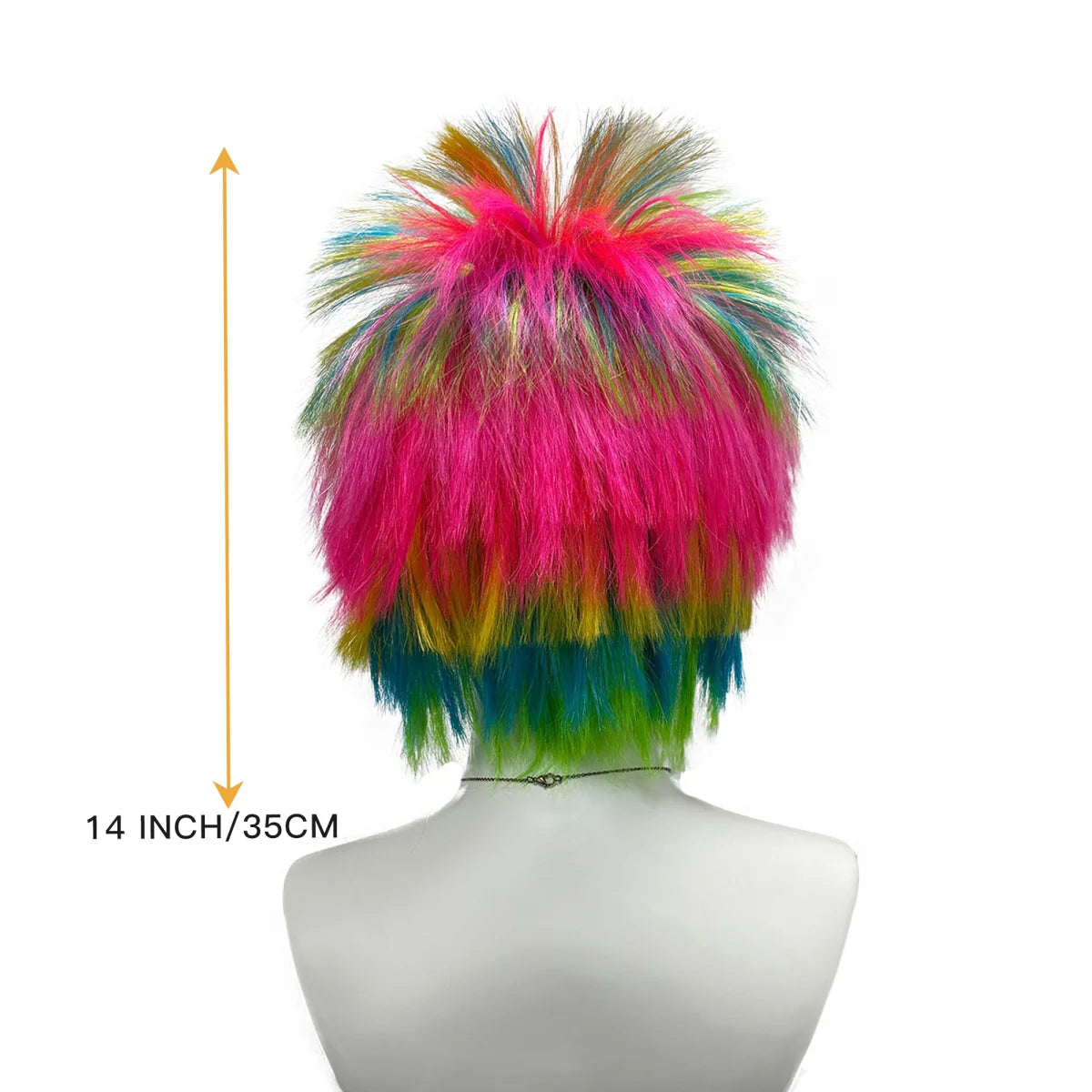 Rainbow Spiky Wig Synthetic Short Fluffy Messy Punk Rock Multi Color Costume Wig Halloween Cosplay Party Carnival 80s Retro