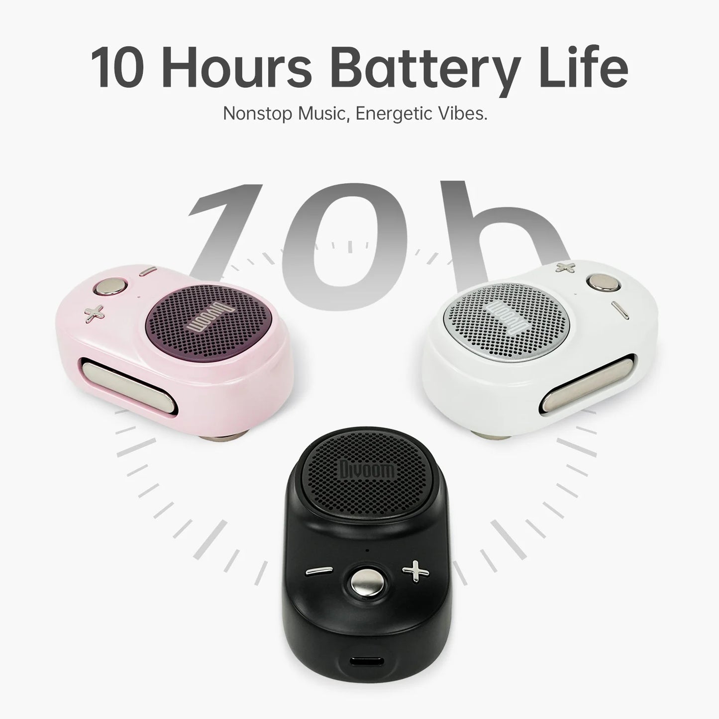 Divoom Itour-S Portable Bluetooth Speaker, IP67 Waterproof, Clip-on Design, Built-in Strap, 10H Playtime, Small Outdoor Speaker