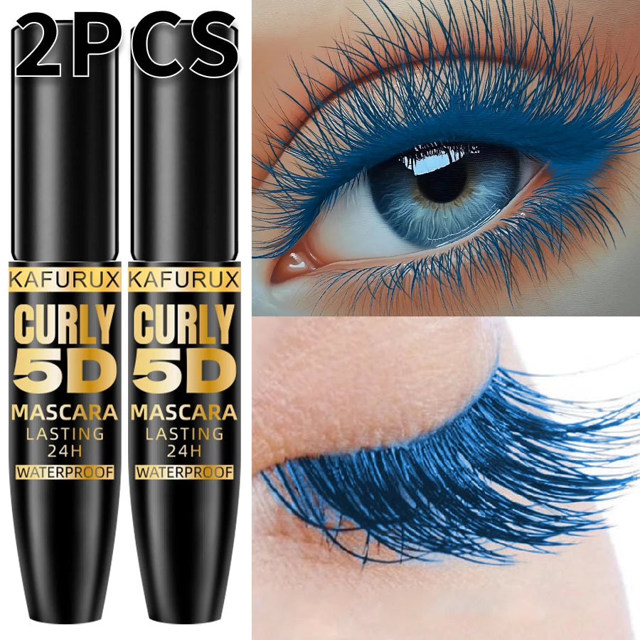 2pcs Colorful Slender Mascara Waterproof Fast Drying Curling Eyelashes Multi Color Lashes Makeup Long Lasting Blue Green Black White Cosmetic for Women Gifts