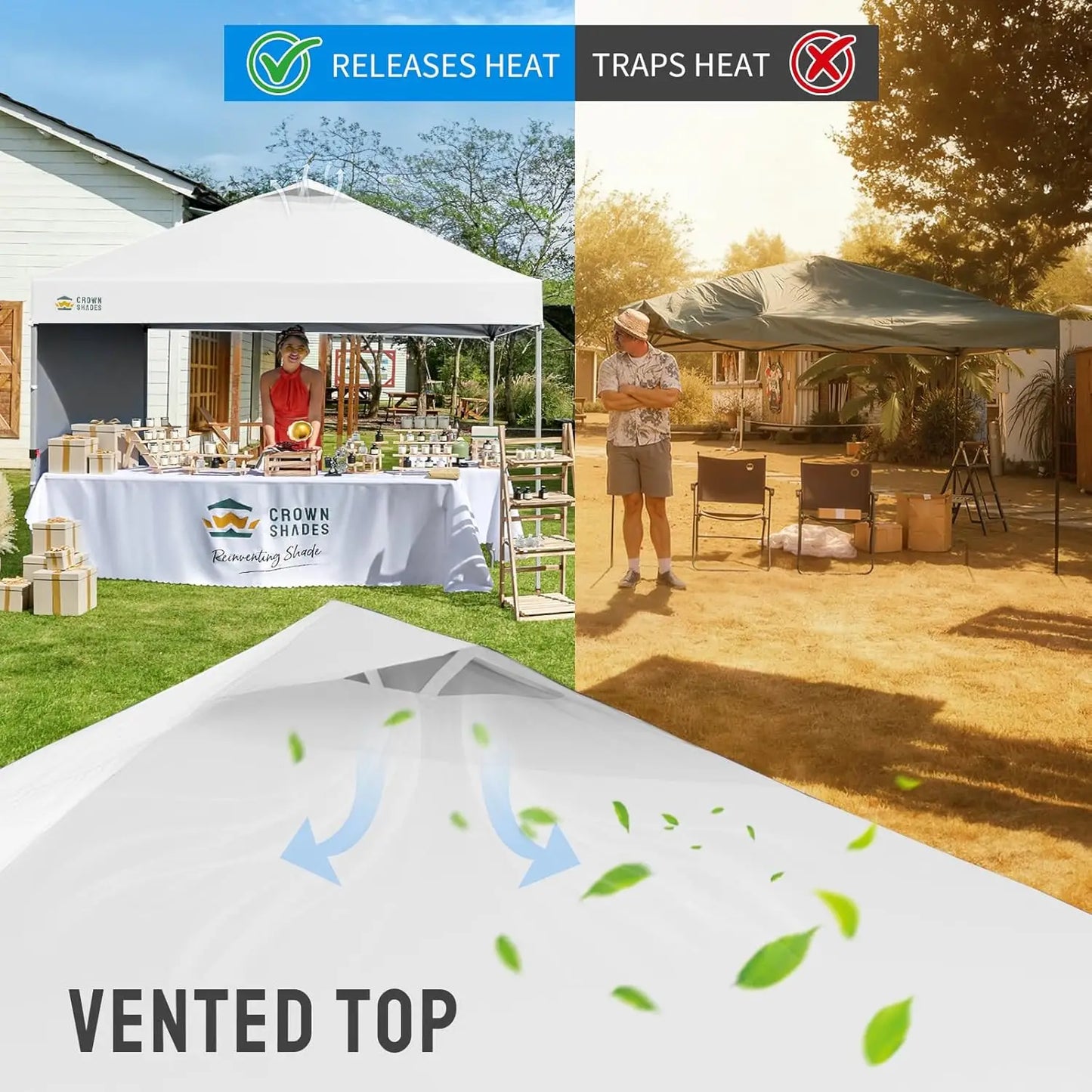 10x10 Pop Up Canopy with 1 Side Wall - Beach Tent with One Push Setup - Outdoor Sun Shade for Events, Parties,, Customized