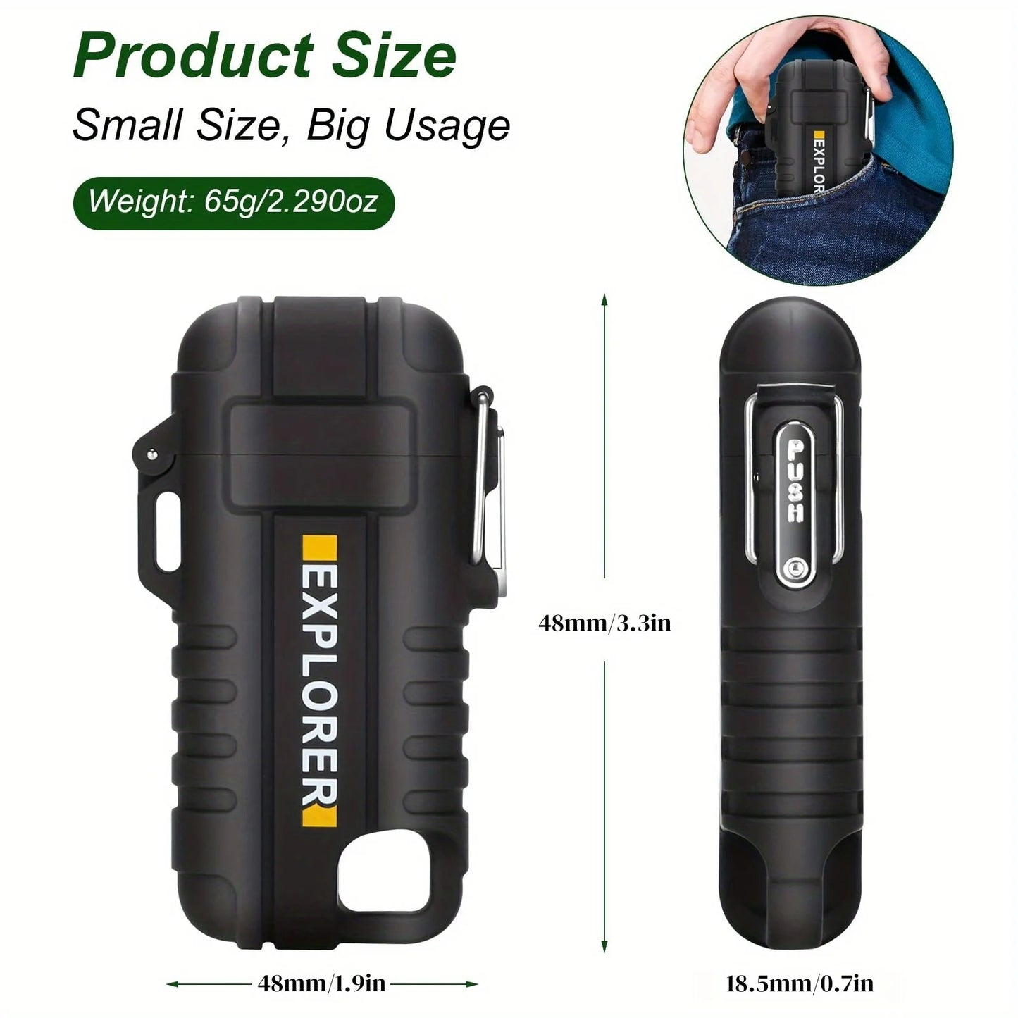 Windproof and Waterproof Pulse Plasma Flameless Arc Lighter Portable USB Rechargeable Flameless Lighter 360 °rotatable Mens Gift