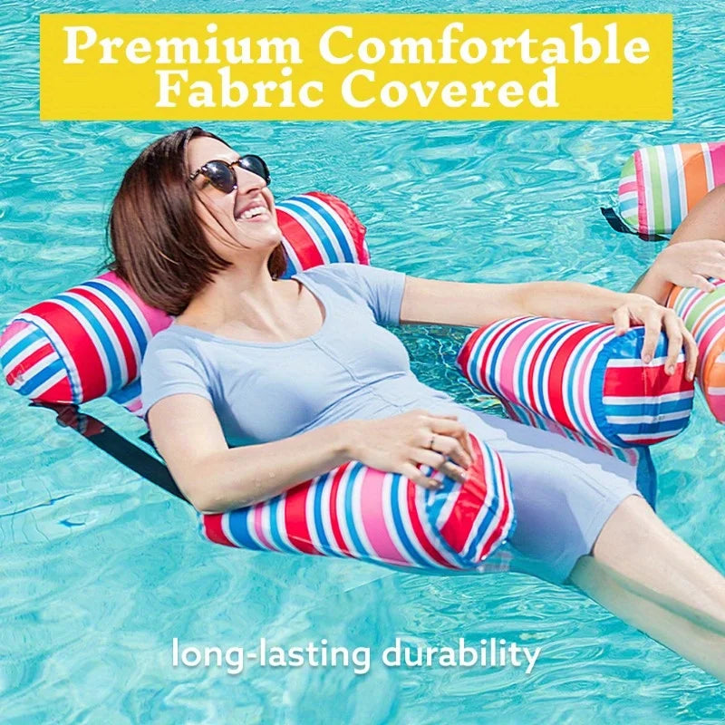 Joyfy 3 Pack Inflatable Pool Float Loungers Heavy-Duty Striped Hammock Chairs for Adults Portable Pool Chair Pool Lake