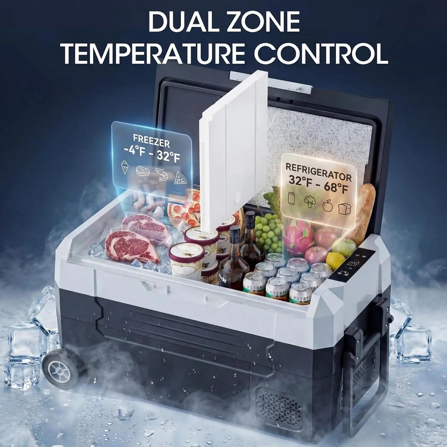 12 Volt Refrigerator, 37QT Electric Cooler, Electric Cooler APP Control, Portable Freezer 12V/24V DC 100-240V AC,,