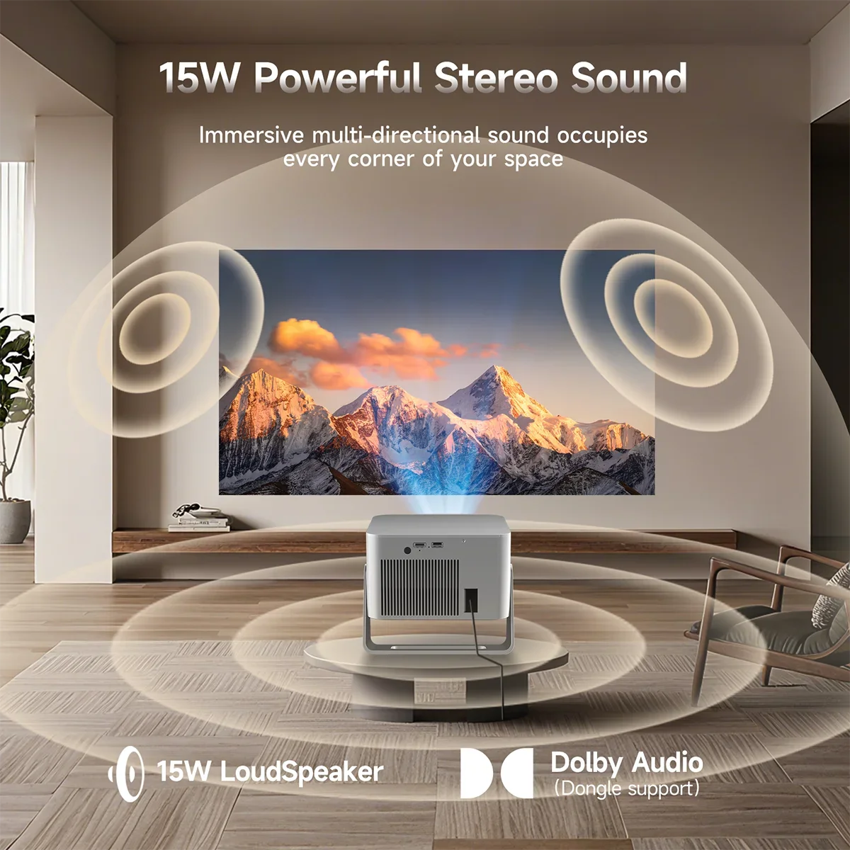 Magcubic HY350GTV Projector with 4K TV Stick 1080P 900 ANSI Native Projector Auto Focus Portable Beam Home Theater