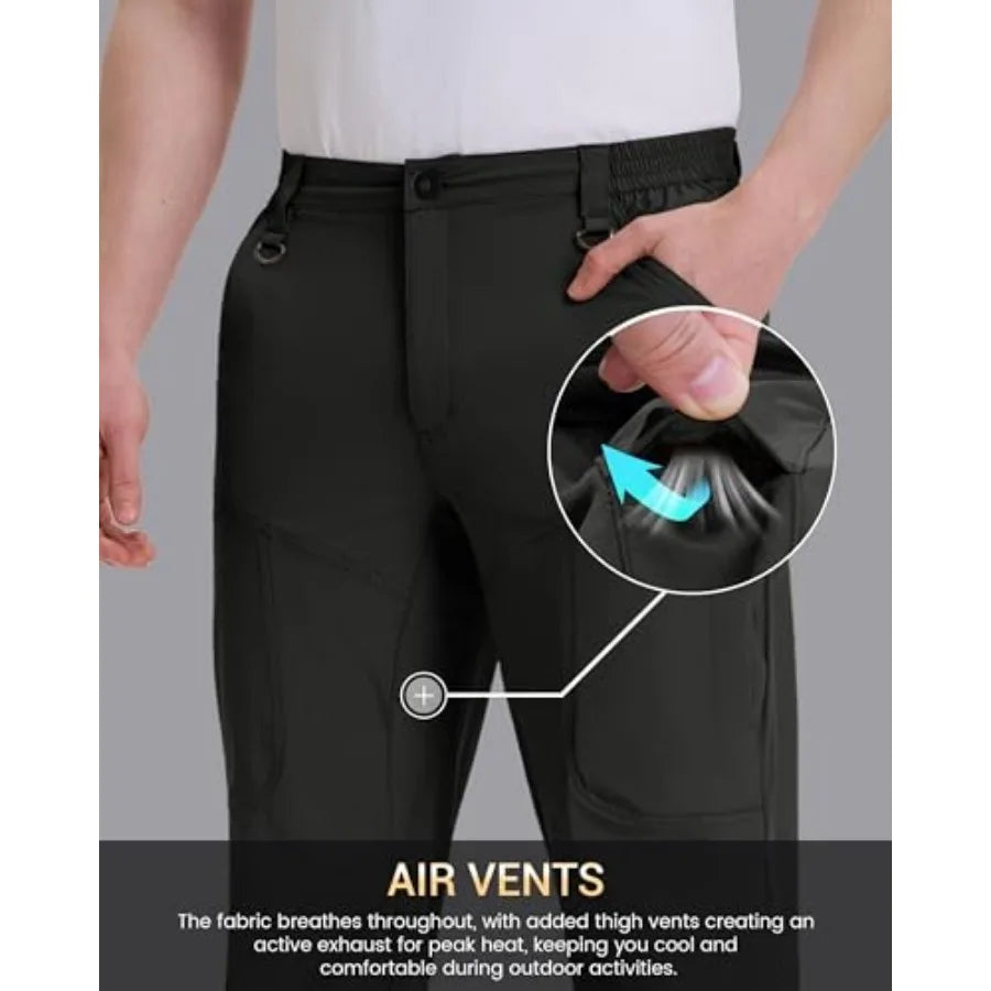 CNBQDD Mens Hiking Pants Quick Dry Water Resistant Lightweight Nylon Cargo Pants Breathable Work Travel Pants with 6 Pockets