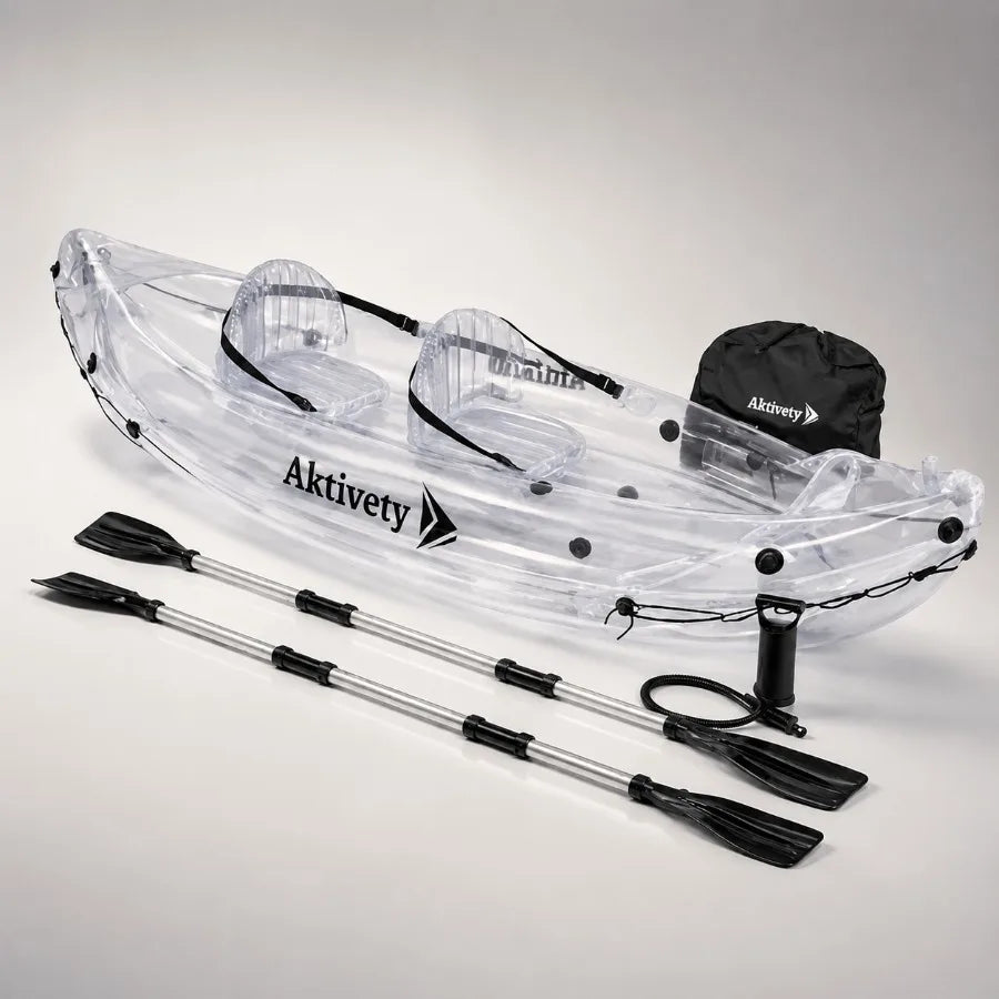 Clear Kayak 2 Person Transparent Inflatable Tandem For Adults Suitable For Lake Use Made Of Premium PVC In Crystal Clear With E