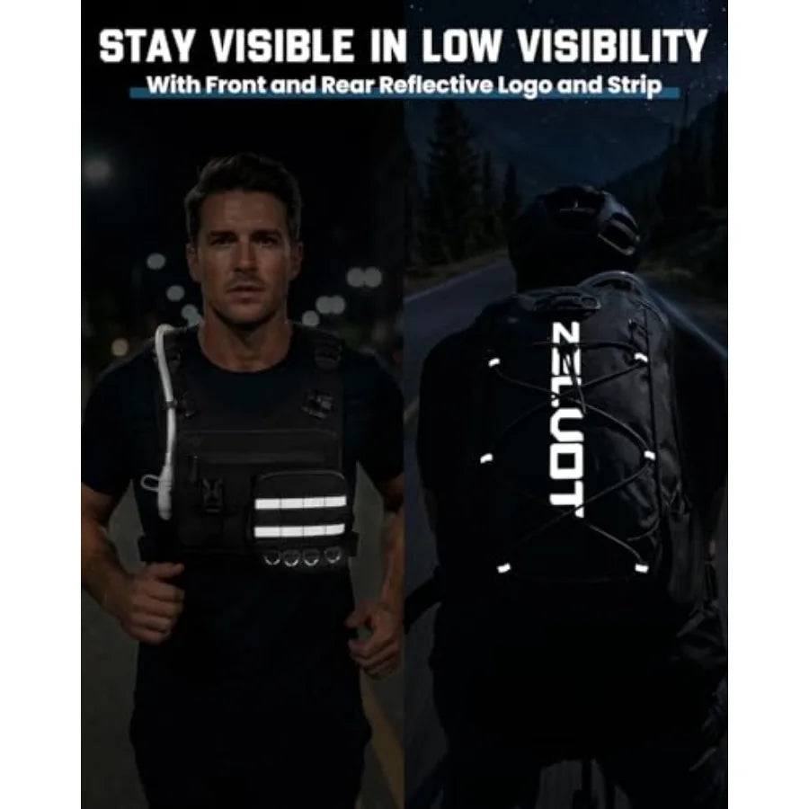12L Hydration Backpack with 2L Water Bladder Running Vest with Gear Holder U.S. Design Patent Lightweight Hydration Pack Reflectors