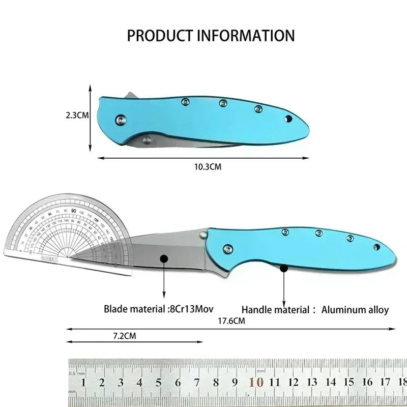 KS Leek 1660 Aluminum Folding Knife 8Cr13Mov Blade EDC Knife Window Breaker Self-Defense Tool Outdoor Fishing Knife Men's Gifts