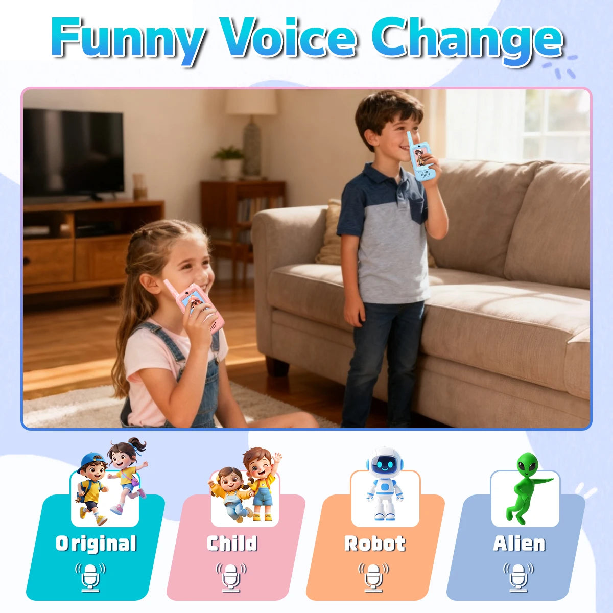 2PCS AIRITON Children's Video Walkie Talkie Selfie Send Voice Photo Emoticons Walkie Talkies For Kids Gift Boys Girls JK300